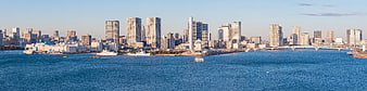 Panoramic View of Tokyo Bay and Rainbow Bridge Skyline