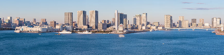 Panoramic View of Tokyo Bay and Rainbow Bridge Skyline