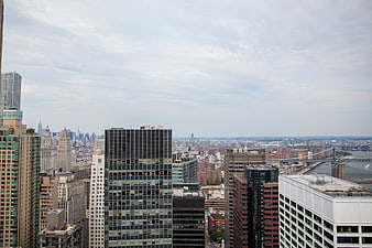 New York City Skyline with Brooklyn Bridge and Skyscrapers