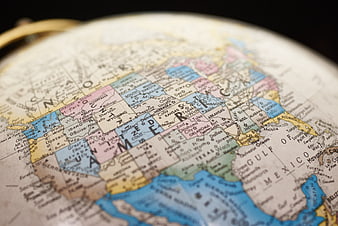 Close-up of Vintage Globe Showing North America