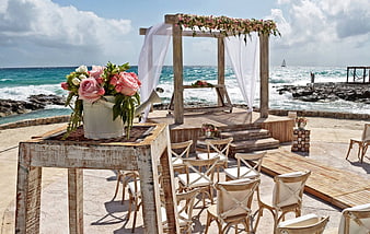 Beach Wedding Ceremony Setup with Ocean View