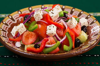 Fresh Greek Salad with Feta Cheese and Vegetables