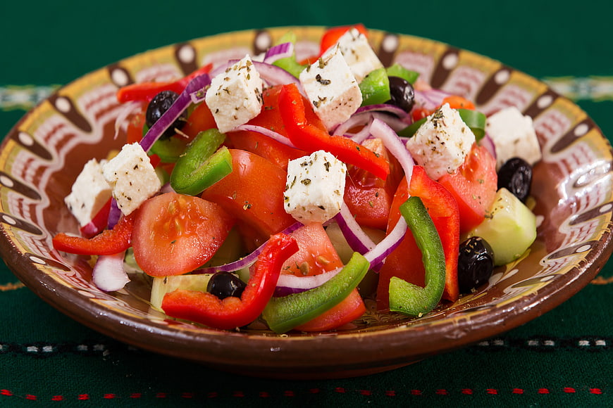 Fresh Greek Salad with Feta Cheese and Vegetables
