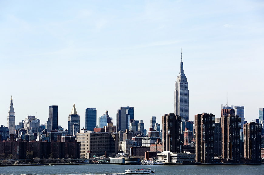 Empire State Building and Manhattan Skyline from the Water