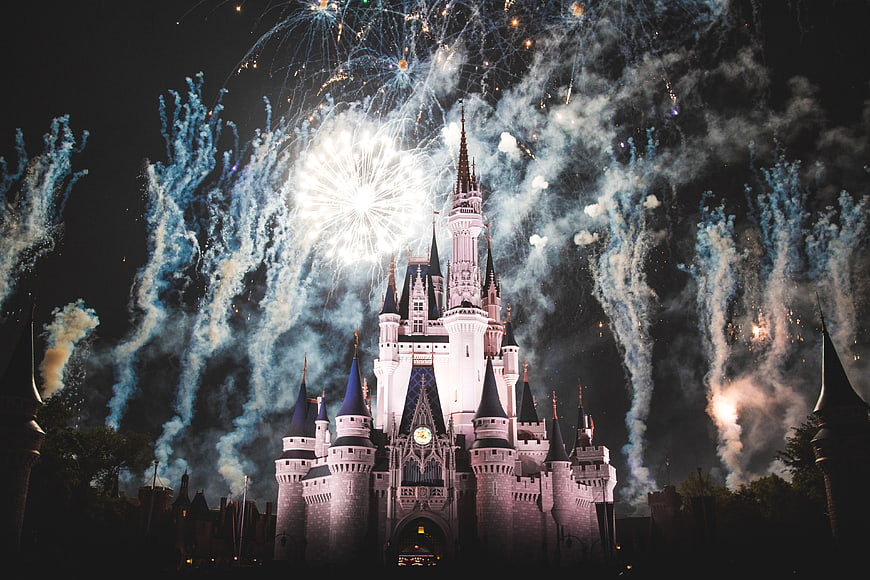 Disney Castle Fireworks Night Sky Celebration