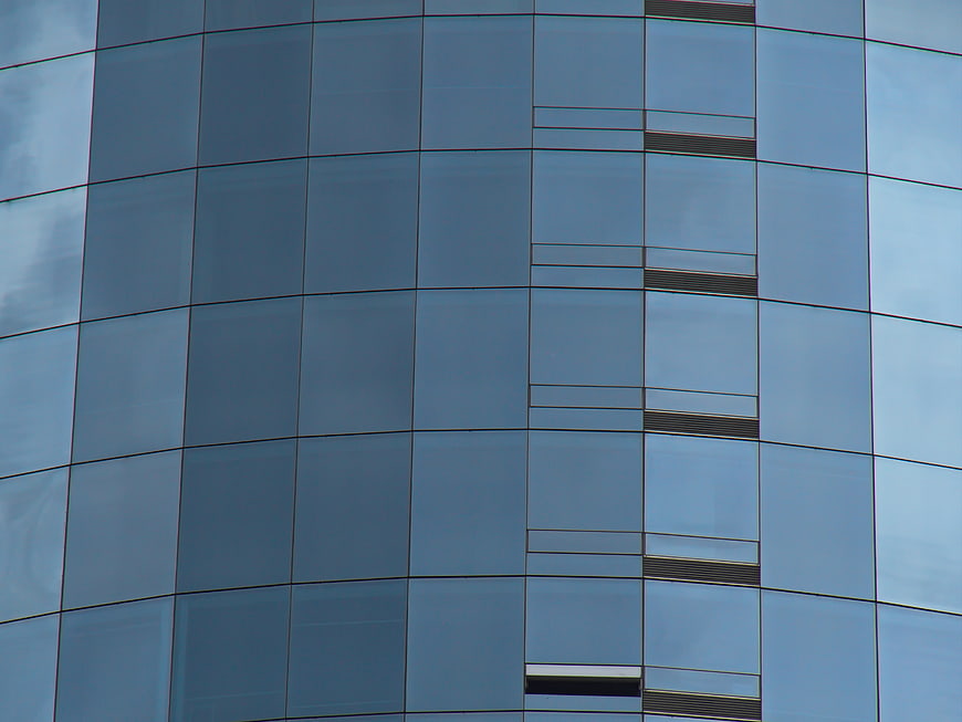 Abstract Blue Glass Facade of Modern Office Building