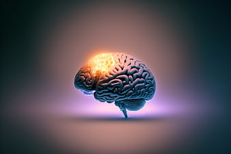 3D Render of Human Brain with Glowing Neural Activity