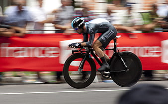 Professional Cyclist Racing On Time Trial Bike
