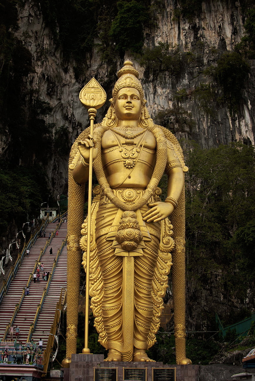 Golden Murugan Statue At Batu Caves Malaysia