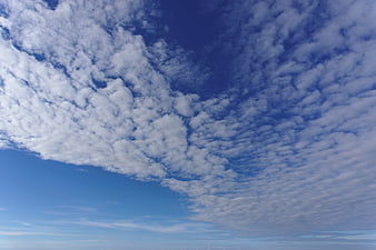 Blue sky with scattered altocumulus clouds
