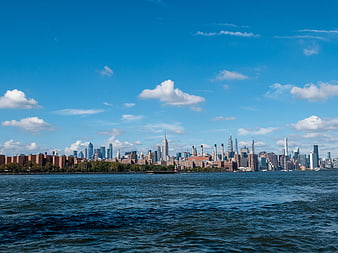 Manhattan Skyline View Across the River on a Sunny Day