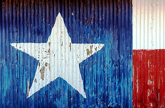 Weathered Texas Flag Painted on Rusty Corrugated Metal