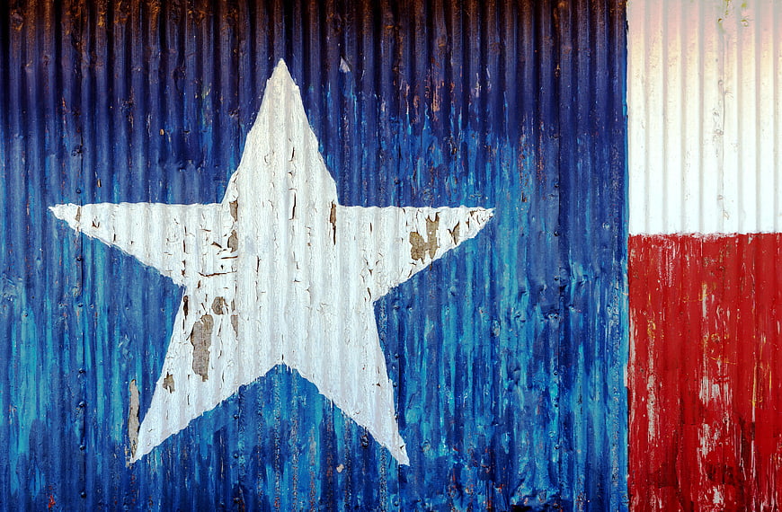 Weathered Texas Flag Painted on Rusty Corrugated Metal