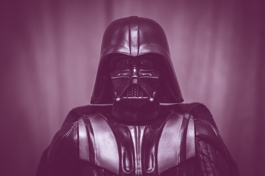 Darth Vader Action Figure Portrait With Purple Background