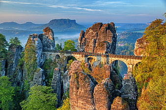 Bastei Bridge in Elbe Sandstone Mountains, Germany
