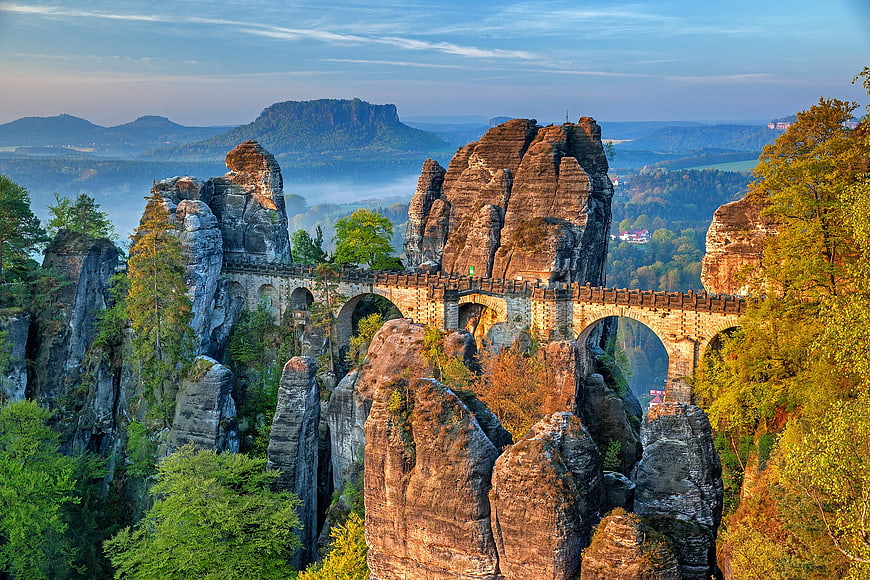 Bastei Bridge in Elbe Sandstone Mountains, Germany