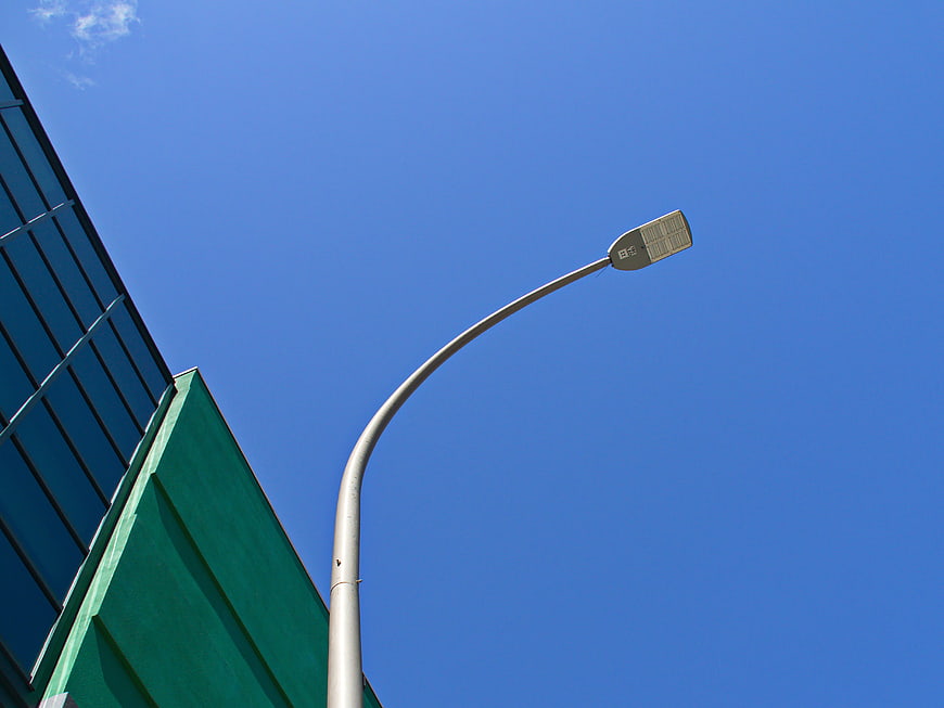 Solar Street Lamp Against Blue Sky