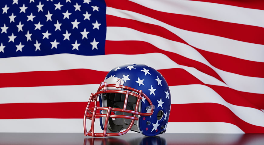 American Football Helmet With Stars And Stripes Design