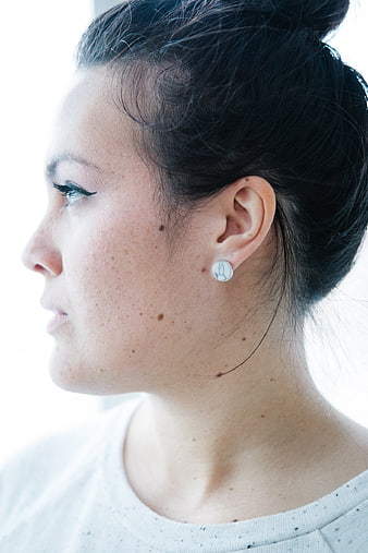 Close-up Profile Portrait of Woman with Earring