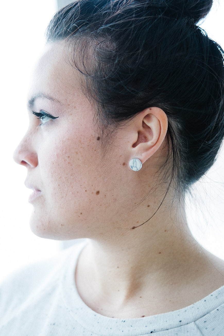 Close-up Profile Portrait of Woman with Earring