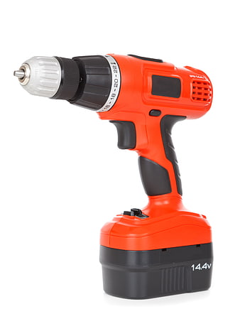 Orange Cordless Power Drill Isolated On White Background