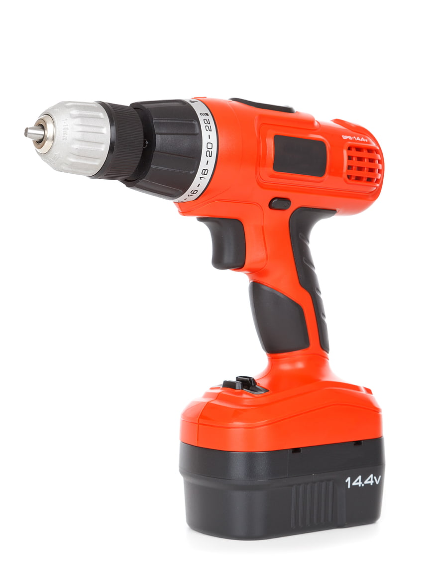 Orange Cordless Power Drill Isolated On White Background