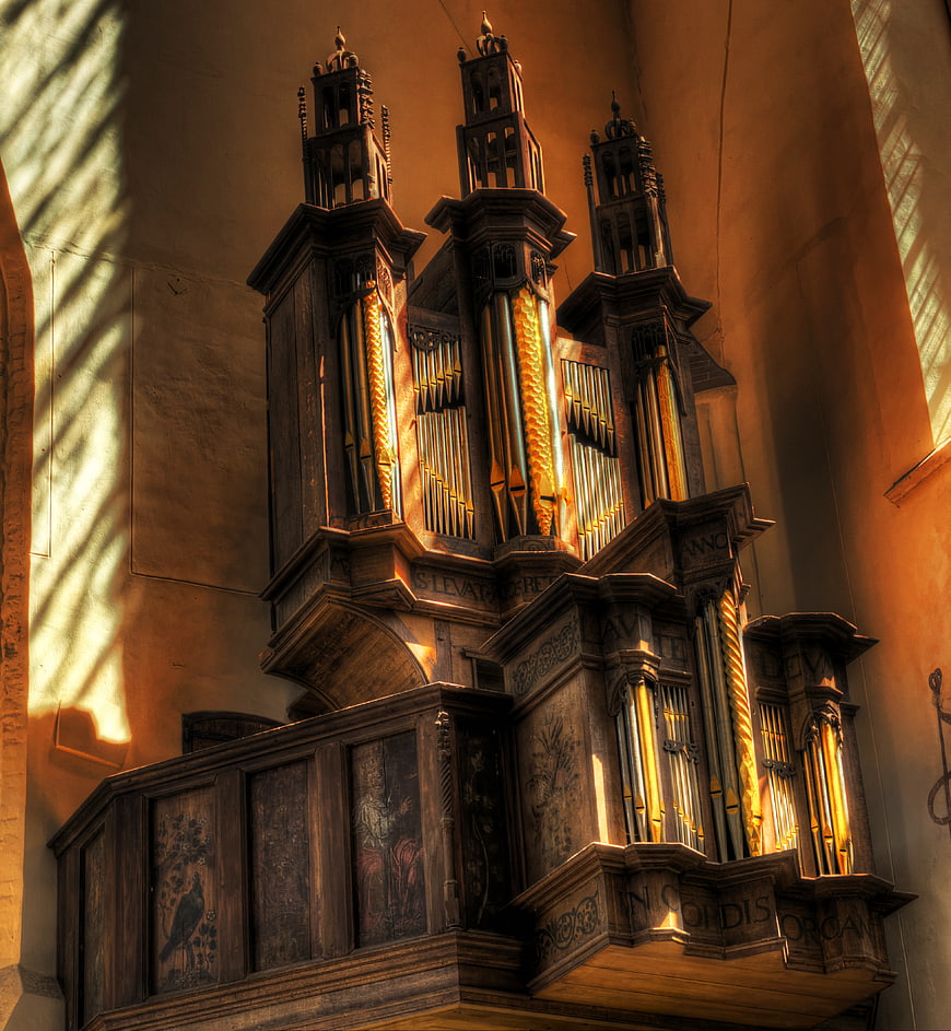 Antique Pipe Organ in Historic Church Interior