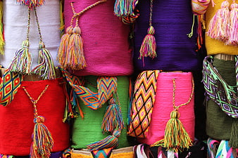 Colorful Woven Guajira Bags with Tassels