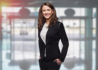 Professional businesswoman portrait in modern office setting