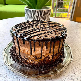 Homemade Chocolate Cake with Drip Glaze and Sprinkles