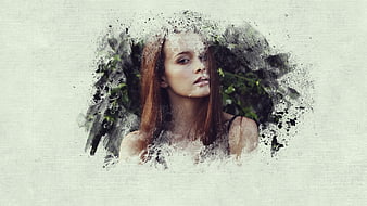 Artistic portrait of woman with grunge texture overlay