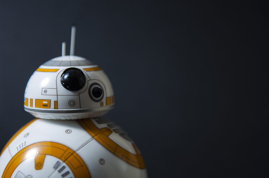 Close-up of BB-8 Star Wars Droid on Dark Background