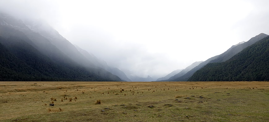 Misty Mountain Valley Landscape in New Zealand