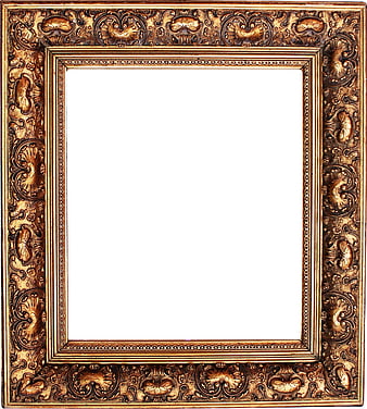 Ornate Antique Gold Picture Frame with White Background