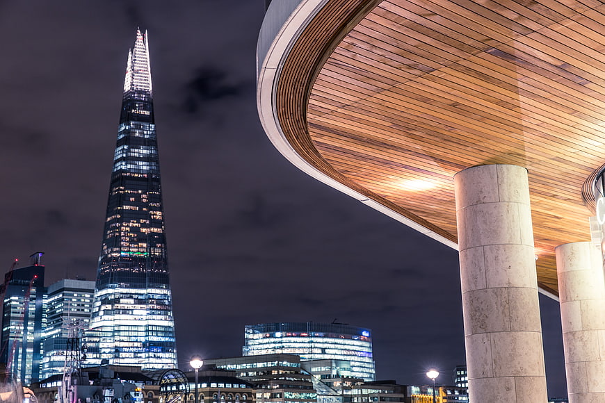 The Shard London Night Skyline with Modern Architecture