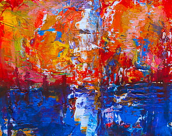 Vibrant Abstract Acrylic Painting with Bold Brushstrokes