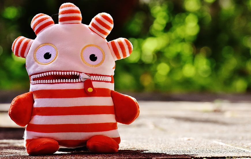 Cute Red and White Striped Plush Worry Eater Toy