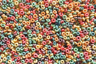 Colorful Cheerios Cereal Rings Close Up Texture Pattern