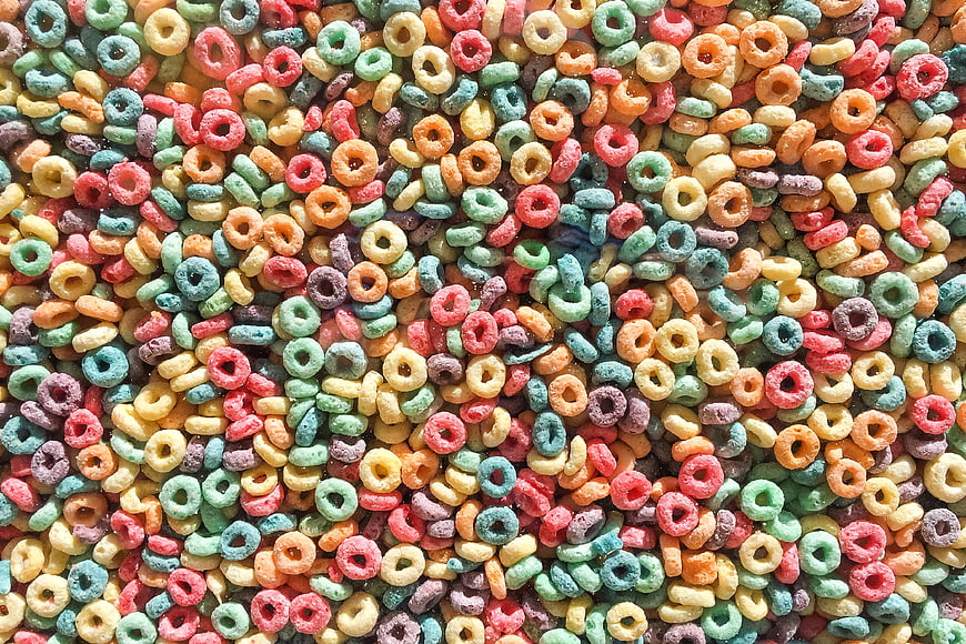Colorful Cheerios Cereal Rings Close Up Texture Pattern