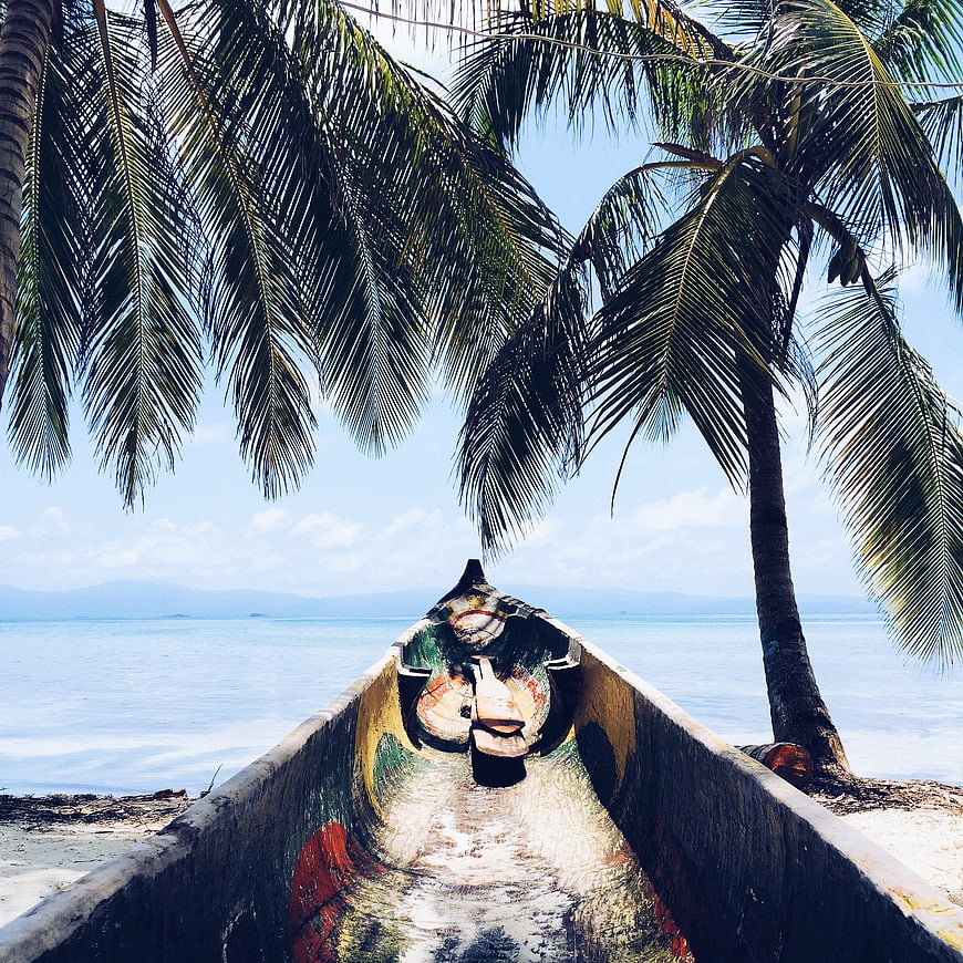 Tropical Beach View from Inside a Wooden Boat