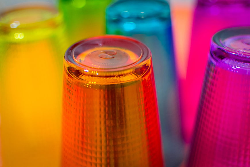 Colorful Plastic Party Cups Close-Up