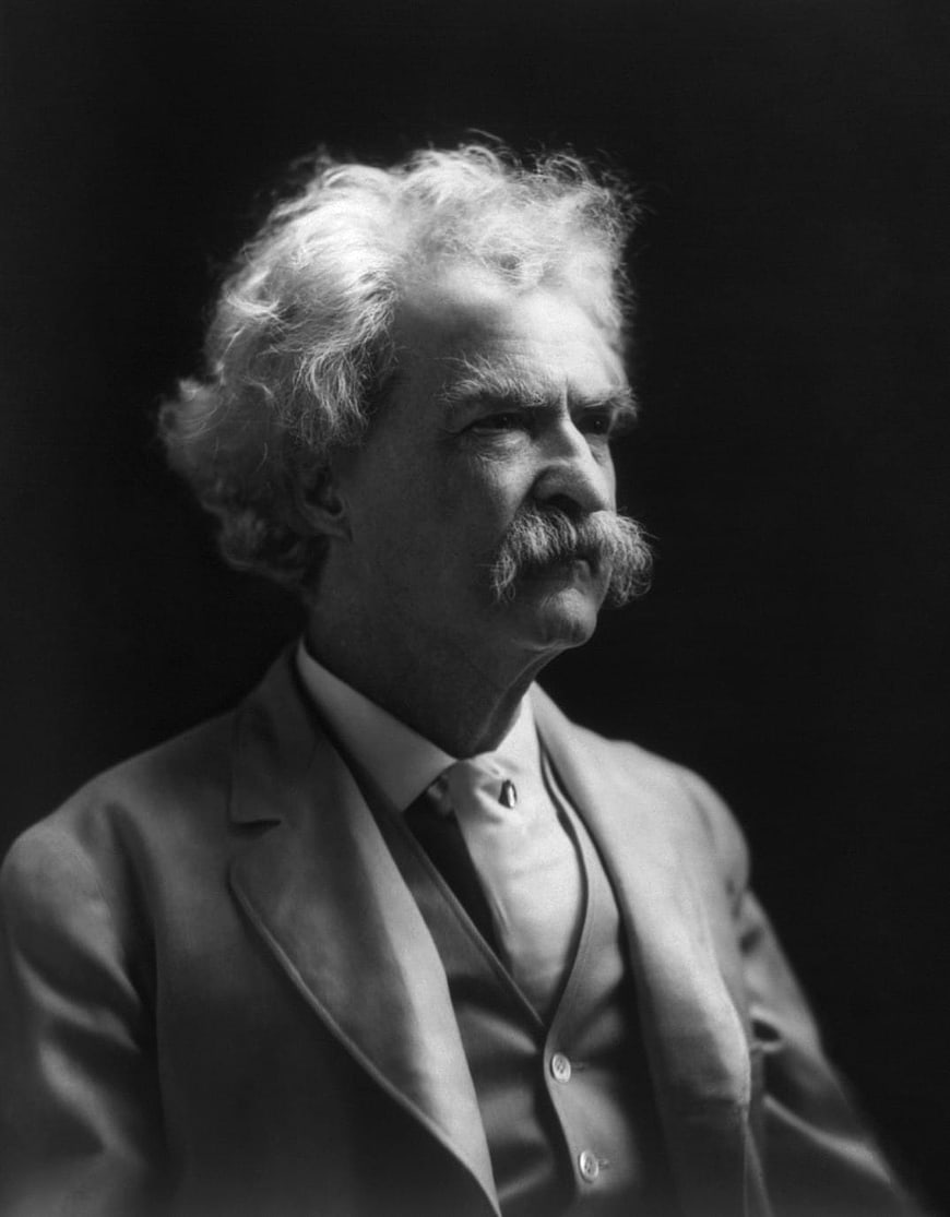 Vintage Black and White Portrait of Mark Twain