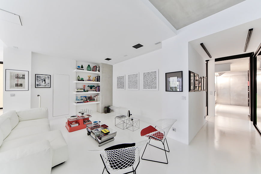 Modern Scandinavian White Living Room Interior Design