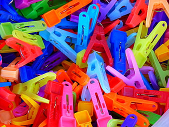 Colorful Plastic Clothespins Pile