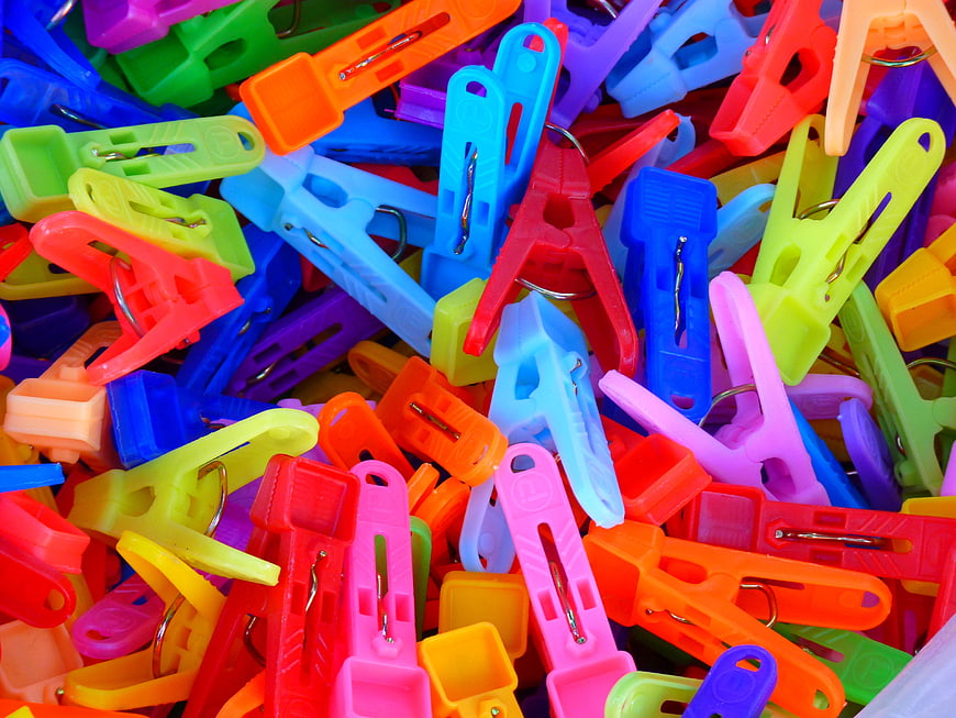 Colorful Plastic Clothespins Pile
