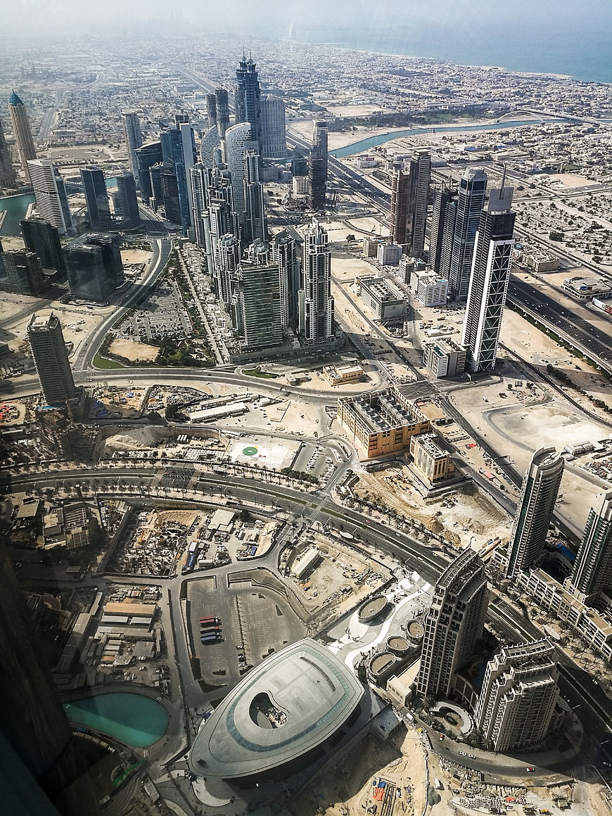 Aerial View of Dubai Skyline and Cityscape