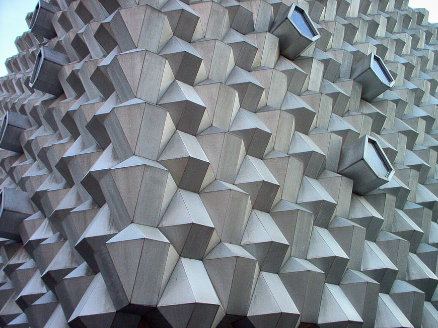 Abstract Geometric Facade of Modern Futuristic Building