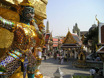 Golden Guardian Statue At Grand Palace Bangkok Thailand