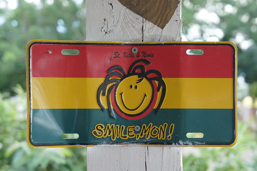 St. Kitts and Nevis License Plate with Smiley Spider