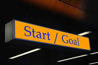 Illuminated Start Goal Sign In Dark Parking Garage